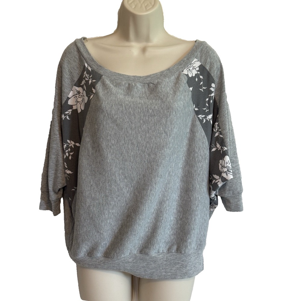Daytrip Womens 3/4 Dolman Sleeve Floral Top S Relaxed Fit Cottagecore Casual